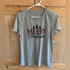 Holiday Time NWT gray “Merry Christmas” Graphic tee shirt size S 4/6